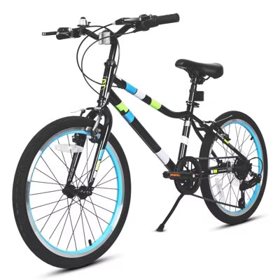 Hykolity 24 Inch Kids Mountain Bike 7-Speed Teen Bicycles For Boys Girls Adjustable Seat Front And Rear V-Brakes All-Terrain Tires