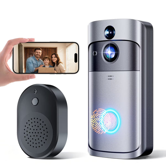 VEATOOL Wireless Doorbell Camera: 1080P, Chime, 2-Way Audio, PIR Motion Detection, Night Vision, Battery-Powered