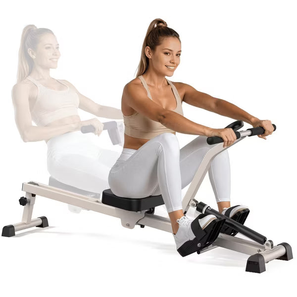 FEIERDUN Hydraulic Rowing Machine for Home, Compact Adjustable Rower with 12 Resistance Levels, 300LBS Weight Capacity, Full Body Workout Equipment