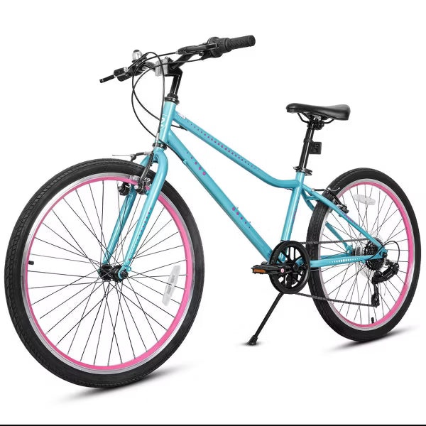 Hykolity 24inch Kids Teenager Mountain Bikes 7-Speed MTB Adjustable Seat Children Youth Bicycle Age 8-14+ Boy Girl Sport Bike, Mint Green