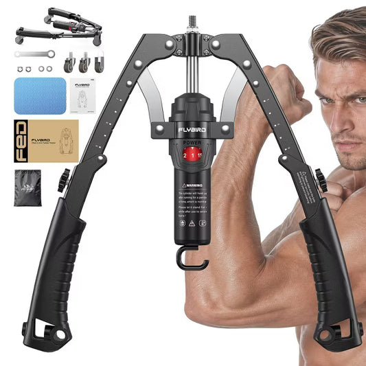 FLYBIRD Chest & Arm Twister Trainer, Hydraulic Power Chest Press Machine 22-440lbs for Upper Body Strength Training, Black