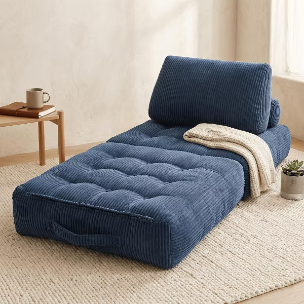 2-in-1 Corduroy Beanbag Couch & Convertible Sofa Bed – Fluffy Cloud Lounger for Living Room & Dorm, Fold-Out Floor Sleeper for Naps (No Assembly)