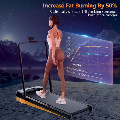 KERDOM Walking Pad Under Desk, Portable Treadmill for Home and Office, 2 in 1 Walking Pad with Remote Control 350LB Capacity, 2.5HP Treadmill with LED