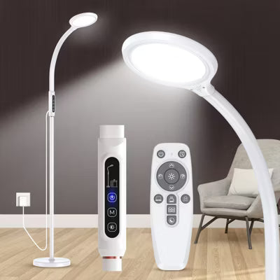 Morfone LED Full-Spectrum Happy Therapy Lamp. 10 adjustable brightness non-UV sunlight lamps, retractable floor-mounted phototherapy lamp
