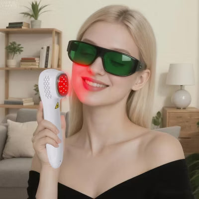 Morfone 5 x 808nm + 12 x 650nm Handheld Red Light Therapy Device - Featuring 4 brightness levels and 4 timer settings.