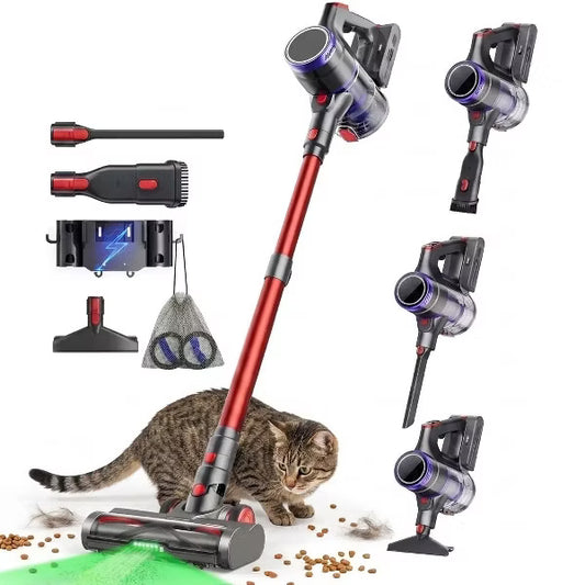 Cordless Vacuum Cleaner 600W/55Kpa Vacuum Cleaners for Home, Stick Vacuum with Self-Standing Lightweight Vacuum for Pet Hair, Carpets, Hard Floors