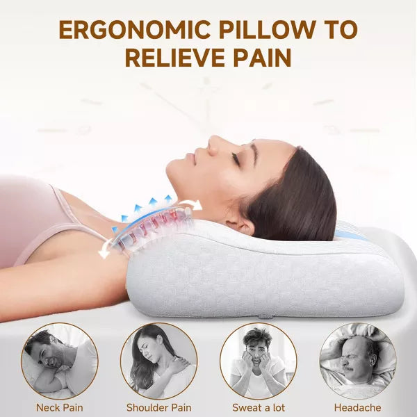 Bed Pillows Neck Pillow Memory Foam Contour Pillow for Pain Relief Cervical Pillow for Sleeping, Ergonomic Pillow for Side Back Stomach Sleeper