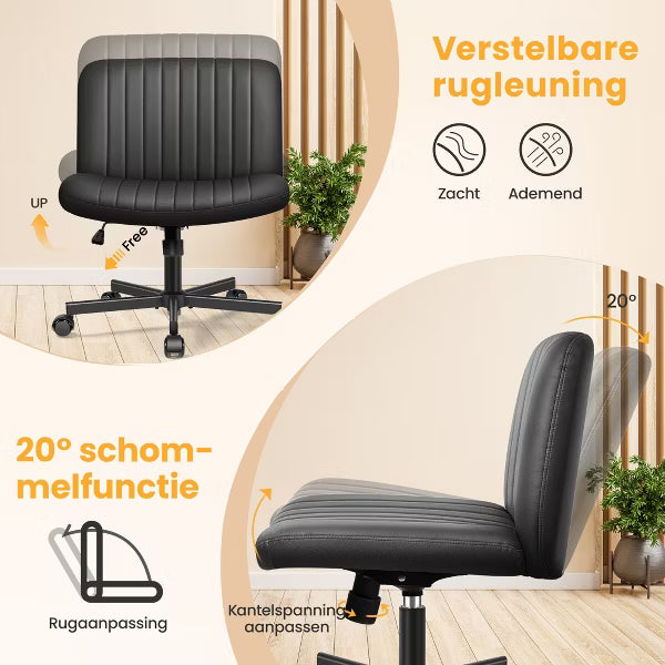 KERDOM Office Chair Adjustable Swivel Computer Desk Chair with High Density Fabric Padded Seat for Home Office Use, Black