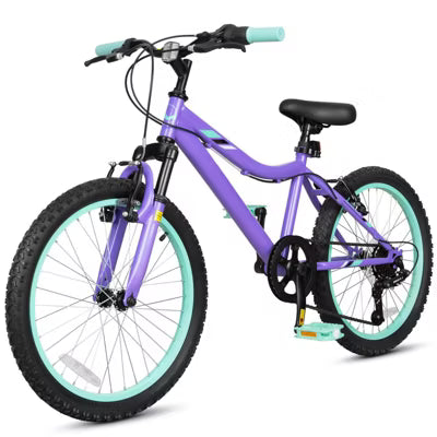Hykolity 20 Inch Kids Mountain Bike, Kid Bicycle for Girls Age 6-14 Year Old, 6 Speed Front Suspension Fork, Adjustable Seat Height Purple