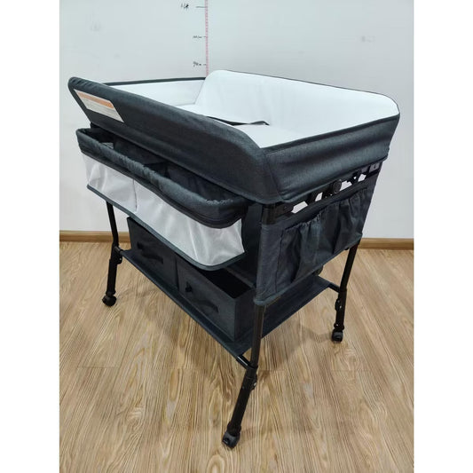 TODECARE Baby Changing Table, Foldable Portable Diaper Changing Station with Adjustable Height, Waterproof Changing Table for Newborns, Dark Gray