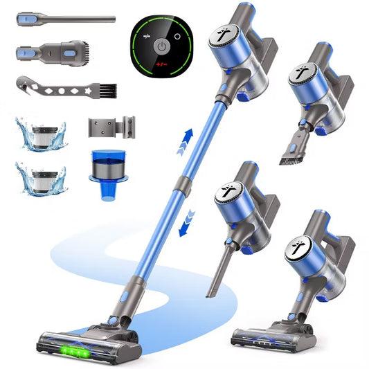 Teendow 300W Cordless Stick Vacuum Cleaner, 50KPa Lightweight Stick Vacuum for Home Hardwood Floor & Carpet, Filters Included