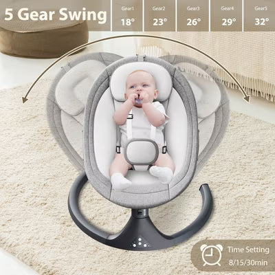 TUMAJUP Baby Swing for Infants with Bluetooth-Gray
