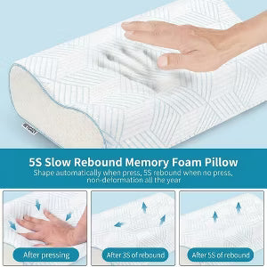 4-Layer Pillow for Neck Relief - Adjustable Memory Foam Pillow for Sleeping Time, Ergonomically Designed Pillow for Back & Side Sleepers, Queen Size