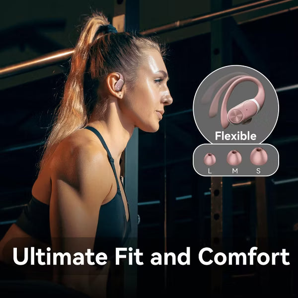 VEAT00L V6 Wireless Earbuds, 88Hrs Playback, Sport Earhooks, Digital Display Charging Case, IPX7 Waterproof, Deep Bass, for iOS Android
