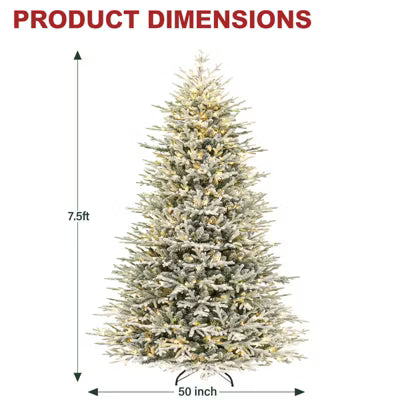 Vivatrees 7.5 Ft Prelit Xmas Tree Multi Color LED Lights Hinged Branches Metal Stand Realistic Artificial Pine Holiday Decor