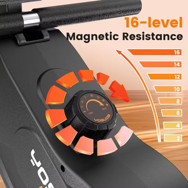 YOSUDA Magnetic Rowing Machine 350 LB Weight Capacity ,Foldable Rower for Home Use with 16-Level Max 115lbs Adjustable Resistance and Bluetooth.