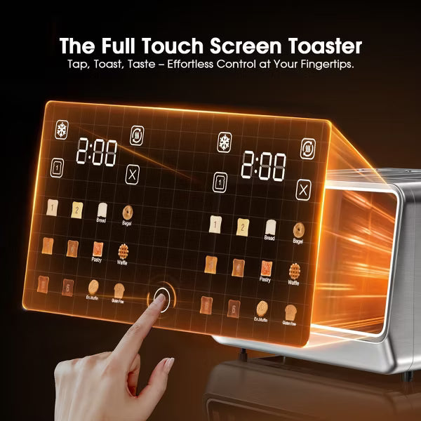 Teendow 4 Slice Smart Touchscreen Toaster, 1.5" Extra-Wide Slots, 1800W Stainless Steel Bread Toaster,5 Bread Settings & 6 Shade Options