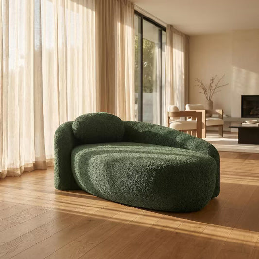 Modern Peninsula Accent Chair with Pillow, Comfy Oval Lounge Chair for Small Spaces, Single Lazy Sofa Armchair for Living Room, Bedroom, Reading Nook