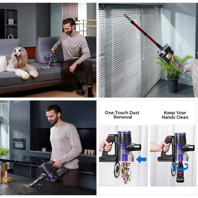 Cordless Vacuum Cleaner, 48kPa Powerful Stick Vacuum,Lightweight Upright for Home Hard Floor Carpet Pet Hair