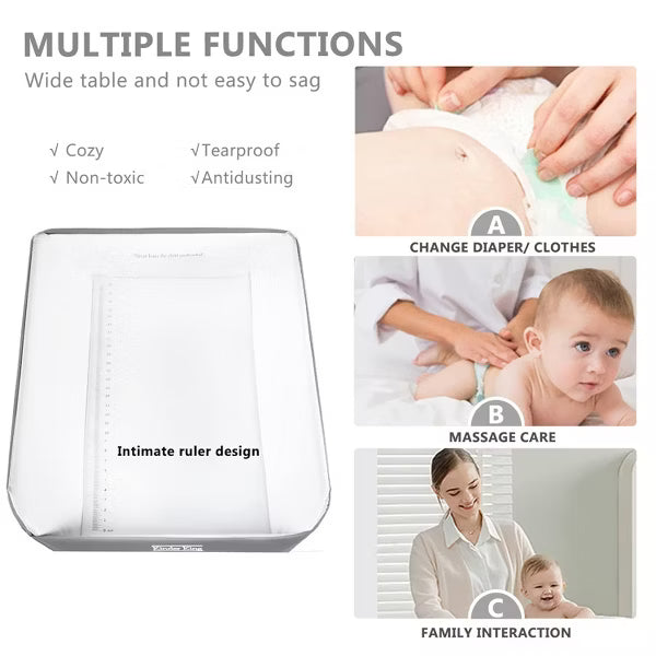 Kinder King Portable Baby Changing Table with Wheels, 4-Level Adjustable Height, Foldable Diaper Station with Storage, Gray