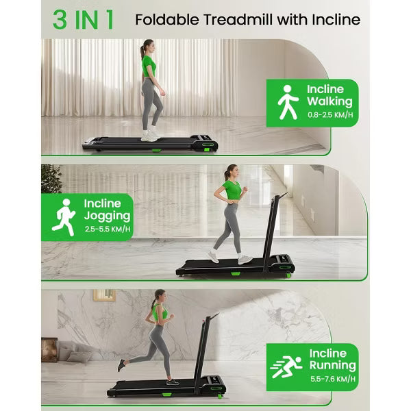 Akluer 2-in-1 Walking Pad Treadmill with Incline, 2.5 HP Under Desk Treadmill with Remote, Folding Compact Treadmill for Home Office with LED Display