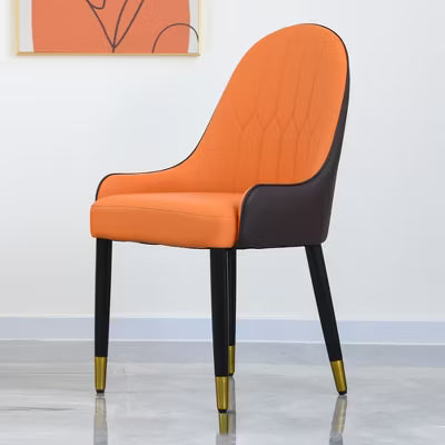 Modern PU Sponge-Filled Dining Chair, Solid Wood & Metal Legs, Set of 2, Ideal for Small Dining Spaces & Offices, Gray