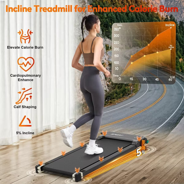 Akluer Walking Pad with Incline, 2-in-1 Under Desk Treadmill and Shiatsu Foot Massager Quiet 2.5HP Portable Treadmill for Home Office with LED Display
