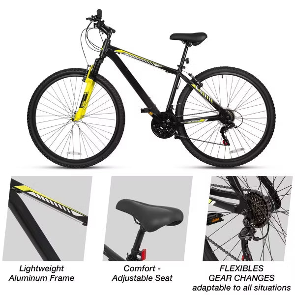 Hykolity 29 inch Hardtail Mountain Bike, 21-Speed Outdoor Cycling Bike, Aluminum Frame for Men and Women, MTB Bicycle with Suspension Fork, White
