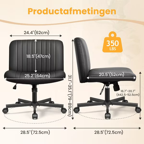 KERDOM Office Chair Adjustable Swivel Computer Desk Chair with High Density Fabric Padded Seat for Home Office Use, Black