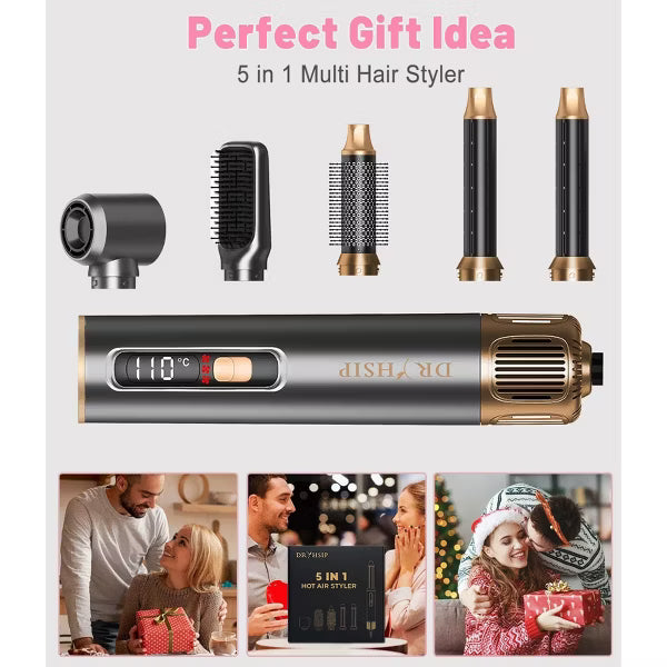 5 in 1 Hair Styler for Woman with LED,Air Curling Wrap,Drying,Curling,Straightening&Volumizing,Hot Air Curler Dryer Brush Tool Set,Curl Styling Tools