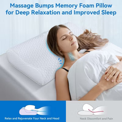 Zibroges Bed Pillow for Neck Pain Relief, Memory Foam Neck Pillow, Contour Cooling Pillow for Side Sleeper, Adjustable height pillow