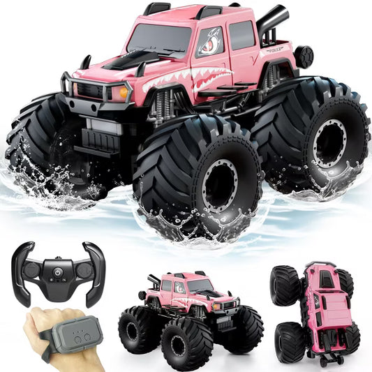 TITQWOP Waterproof Monster Truck Toys RC Cars 1:16 Amphibious Remote Control Car Trucks 4WD 2.4GHz All Terrain Off-Road Pickup Toy for Kids Gifts