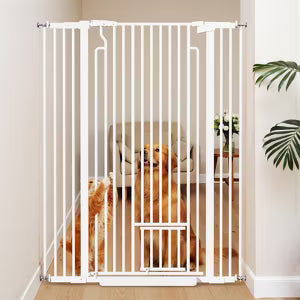 Extra Tall Pet Gate – 53-Inch Baby Gate with Adjustable Cat Door for Stairs, Doorways, Hallways, Durable Dog Gate for Toddlers and Pets