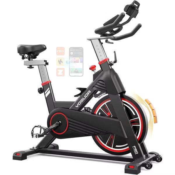 YOSUDA PRO Magnetic Black Red Exercise Bike 350 lbs Weight Capacity, Indoor Cycling Bike, Stationary Bike Suitable for Women/Men
