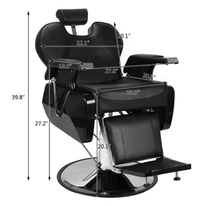 Karl Home Black Classical Style Heavy Duty Hydraulic Reclining Barber Chair