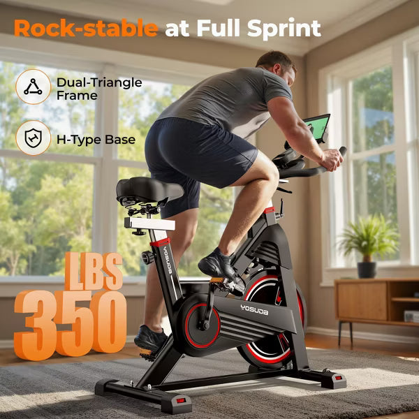 YOSUDA PRO Magnetic Black Red Exercise Bike 350 lbs Weight Capacity, Indoor Cycling Bike, Stationary Bike Suitable for Women/Men