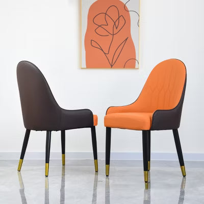 Modern PU Sponge-Filled Dining Chair, Solid Wood & Metal Legs, Set of 2, Ideal for Small Dining Spaces & Offices, Gray