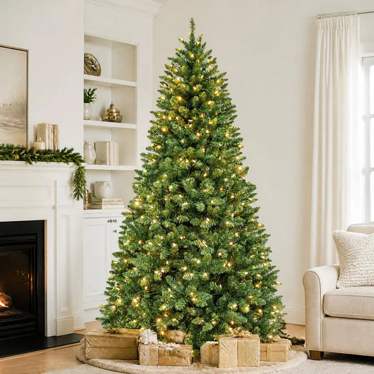 VIVATREES 6 Ft Prelit Christmas Tree Artificial Christmas Tree with Color Changing LED Lights Hinged Branches Multiple Color Modes