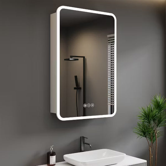 Modern LED Mirror Medicine Cabinet for Bathroom, Surface or Recessed Mount, Dimmable Lighting, Anti-Fog Technology, Adjustable Shelves,ETL Certified