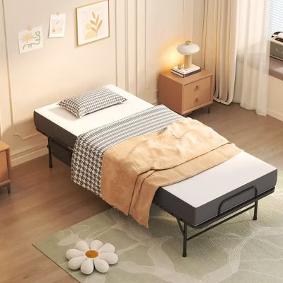 VIYET 75 Inch Folding Bed, 5" Memory Foam Rollaway Guest Bed, 450LBS Heavy Duty Metal Frame with Wheels, Portable Twin Bed for Adults Guests
