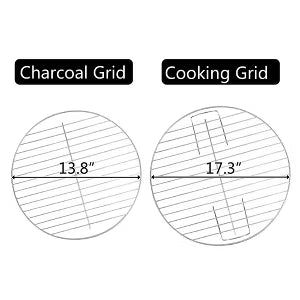 Karl Home 18 in. Apple Charcoal Grill in Black with Wheels Portable Kettle Barbecue Grill with Stand