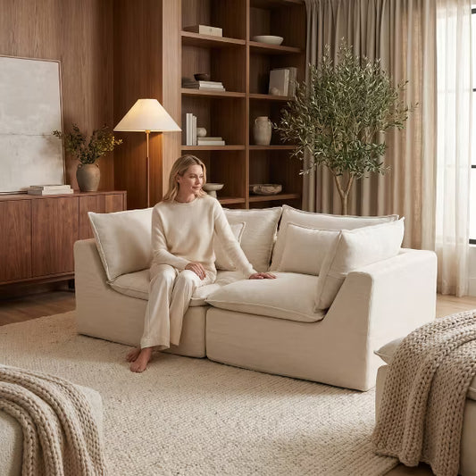 74.8" Oversized Modular Cloud Couch Wide Deep Seat Sofa True Relax Comfy Sectional for Living Room 2 Seats