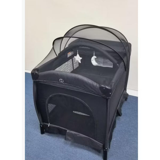 Kinder King 5-in-1 Baby Playard with Bassinet, Bedside Sleeper, Changing Table, Canopy & Side Zipper, Portable Baby Playard