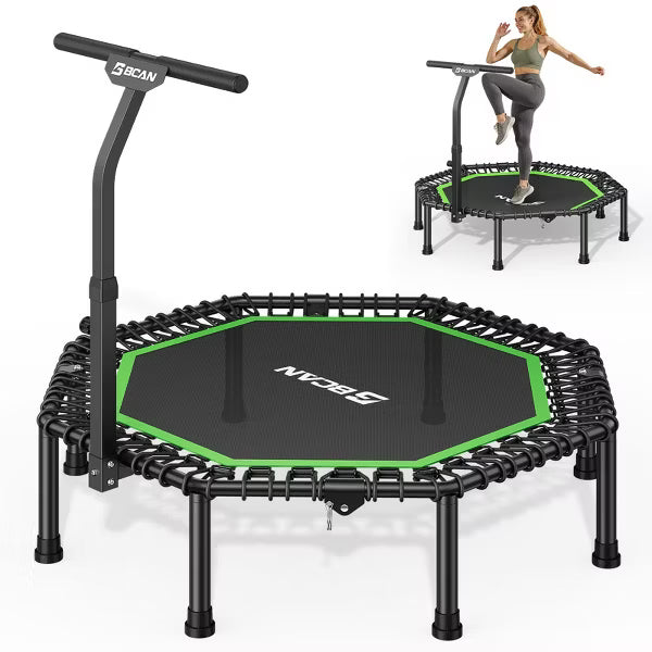 BCAN 51" Octagonal Mini Trampoline, 450 LBS Fitness Trampoline with T-Adjustable Handle Bar, Exercise Rebounder for Adults Indoor/Garden Workout