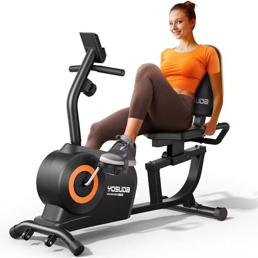 YOSUDA Recumbent Exercise Bike for Home，Magnetic Staionary Bike for Seniors/Adults with Adjustable Seat, Black
