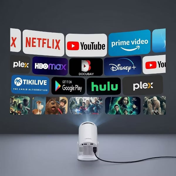 Mini Portable Projector, 4K Smart Projector with WiFi 6 BT 5.0, Home Video Projector Built-in Android 11.0 OS, Auto Keystone Function