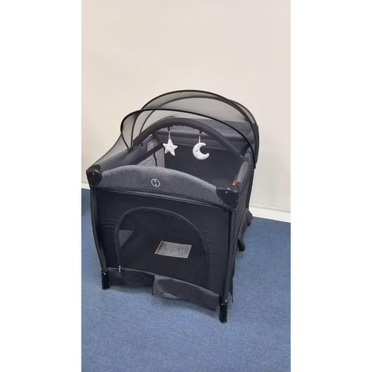 Kinder King 5-in-1 Baby Playard with Bassinet, Bedside Sleeper, Changing Table, Canopy & Side Zipper, Portable Baby Playard