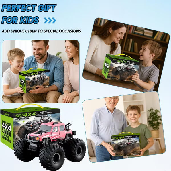 TITQWOP Waterproof Monster Truck Toys RC Cars 1:16 Amphibious Remote Control Car Trucks 4WD 2.4GHz All Terrain Off-Road Pickup Toy for Kids Gifts