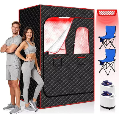 Morfone Portable Infrared Sauna for Two, Featuring Full-Body Steam Chamber and 9-Level Heating Foldable Chair Mobile Red Light Therapy Device