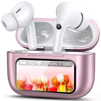 VEAT00L A9 ANC+ENC Earbuds with Smart Touch Screen,Bluetooth 5.4, HiFi Stereo Multiple EQ settings